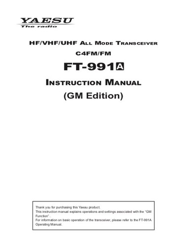 Yaesu FT-991A Transceiver OWNER'S MANUAL and REFERENCE MANUAL - Zdjęcie 9 z 10