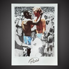 Pele & Moore Montage SALE Signed By Pele Photo Slightly Faded Signature &pound;150