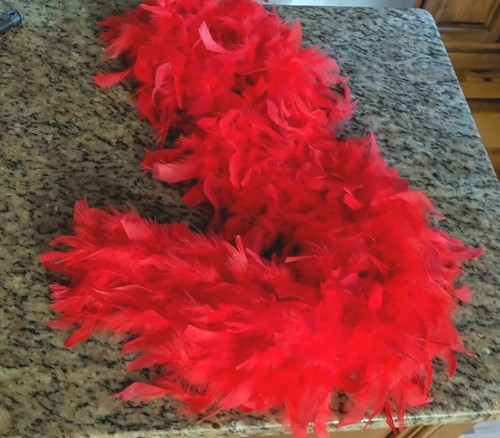 Red Feathers Boa String 6 Feet Long Accent Dance Piece Costume Halloween - Picture 4 of 6