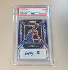 PSA 9 2023 Prizm Ricky Council IV RC Rookie Sensational Signatures Auto Blue /49