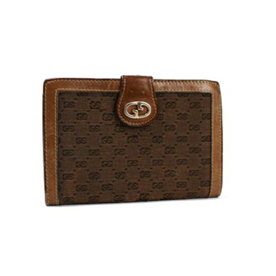 その他 m.o Authentic Gucci Bifold Wallet Clasp Wallet Vintage Brown Used B