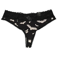 NWT TORRID Thong Pantie 0X-1X-2X-3X-4X Jersey Lace Black White Halloween Bats