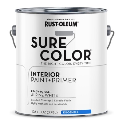Rust-Oleum 380219 Sure Color Wall Paint & Primer Eggshell Alpine White gal
