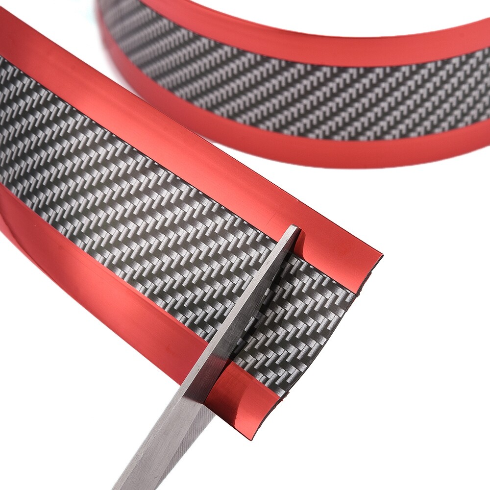 5CM*1M Car Door Edge Guards Protector Door Sill Carbon Fiber Red Vinyl