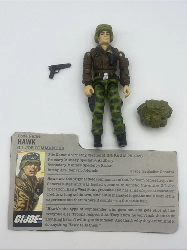 1986 Vintage GI Joe Lot ARAH Hawk v2 3.75 Figure File Card Accessories *Complete