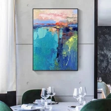 Oil Painting On Canvas Abstract Green Hand Painted Painting Mountain Paintings