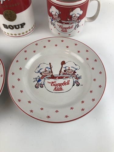 Campbell Kids Plates Mugs 1991 Soup Can-Tainer 1998 Insulated Bottle - Picture 3 of 12