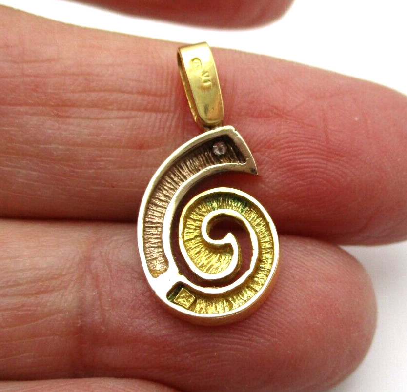 18K Yellow Gold Diamond Swirl Pendant [P48] - image 5