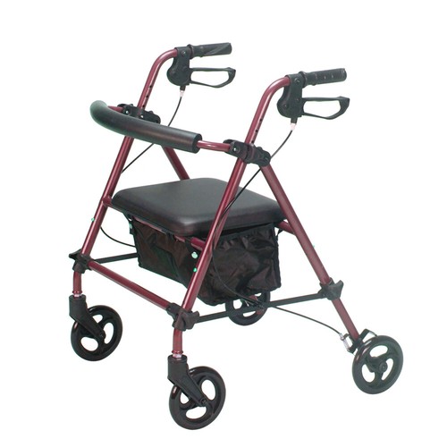 Aluminum Foldable Rollator Walking Frame Outdoor Shopping Walker Aids Mobility - Picture 3 of 32