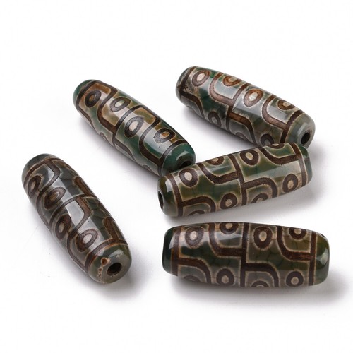 10Pcs Tibetan Style dZi Natural Agate Beads Dyed Heated Oval 28.5~32x10~12.5mm - Picture 104 of 124