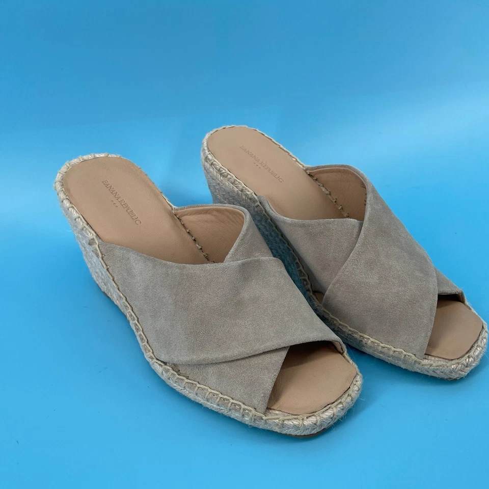 Босоножки Banana Republic женские размер 8 эспадрилья на танкетке песочные бежевые замшевые богемное - Изображение 3 из 4