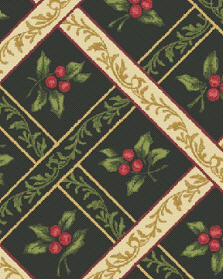 BENARTEX'S AMERICAN FOLK ART SUTDIO Fat Quarter My True Love Gave To Me Green & Cream Trellis Quilting Fabric