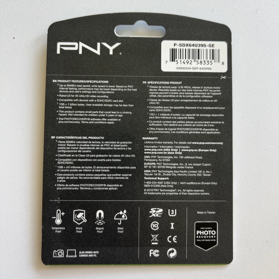 NEW PNY Elite SD SDHC SDXC 64GB Flash Memory UHS-I 4K DSLR Cameras HD Camcorders - Image 2 of 2