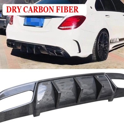 For Mercedes Benz W205 C63 C250 C300 AMG DRY Carbon Fiber Rear Bumper Diffuser