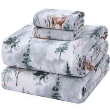 100 Cotton Flannel Sheets, Ultra Soft Cozy Warm Bed Sheets Set for All Seaso...