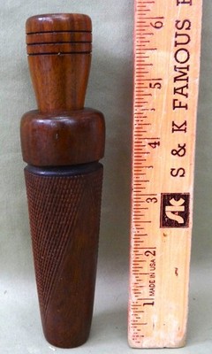6 IN. Walnut Goose Call w/Checkered Panels Great Tone, Maker Unknown