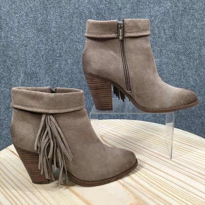 Jessica Simpson Boots Womens 9.5 M Callaghan Ankle Bootie Brown Leather Fringed