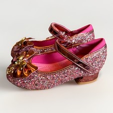 NEW Mary Jane Pink Glitter Bow Shoes Wedding Pageant Princess Birthday Girl 10