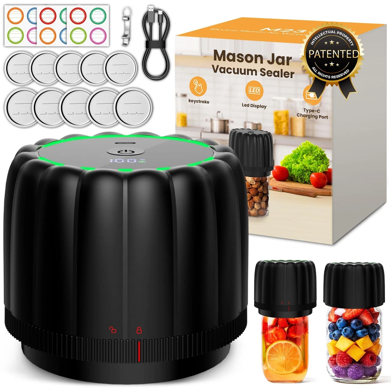 Snuuoby 2026 Upgraded Electric Mason Jar Vacuum Sealer Kit with Wide and Regular