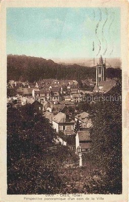Creil SENLIS 60 Oise Kirche Kirchturm Haeuser Stadt Baeume Daecher Stadtpanorama