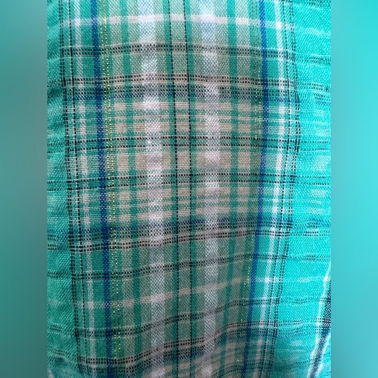 Cotton Basic Edition Green Plaid Button Down Shirt - image 9