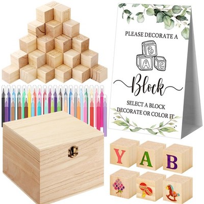 136 Pcs Baby Shower Blocks to Decorate Game Kit Includes 98 Wooden Blocks, 36...
