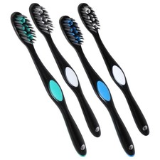 B3 Charcoal Xtreme Clean Ultra Soft Charcoal Toothbrush 2 Pack Black White