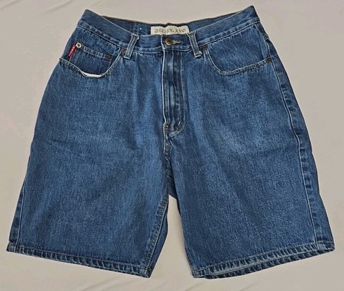 Vintage Bugle Boy Gold Crest Jean Shorts Mens Blue Denim Size 32 - Picture 1 of 9