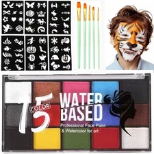 Face Painting Kit for Kids - 15 Color Large Water Based Makeup 15 Color-A 