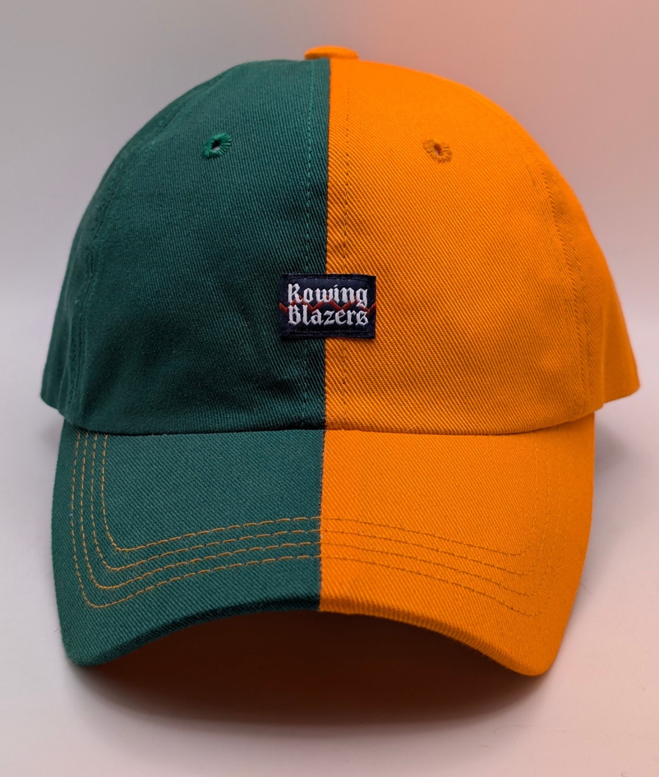 Rowing Blazers Hat Green Orange Split Two-Tone Ca… - image 2