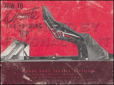 1952 GM Convertible top Owners Manual Mid size car operate folding top
