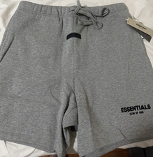 Essentials Fear of God Men's Dark Oatmeal Cotton Sweat Shorts Drawstring Logo