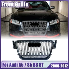 Black Honeycomb Sport Mesh Rs5 Style Grille W/Quattro For 08-12 Audi A5/S5 B8 8T