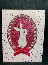 Happy Easter Card Handmade Adorable Bunny Rainbow Polka Dots 
