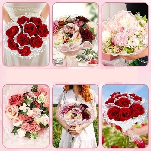Elegant Korean Floral Paper Beaded Pleated 4m Roll 3 Colours Fabric - Picture 8 of 15