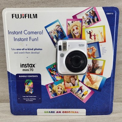 Fujifilm Instax Mini 70 Instant Camera White Bundle NEW Sealed w/ Rainbow Film