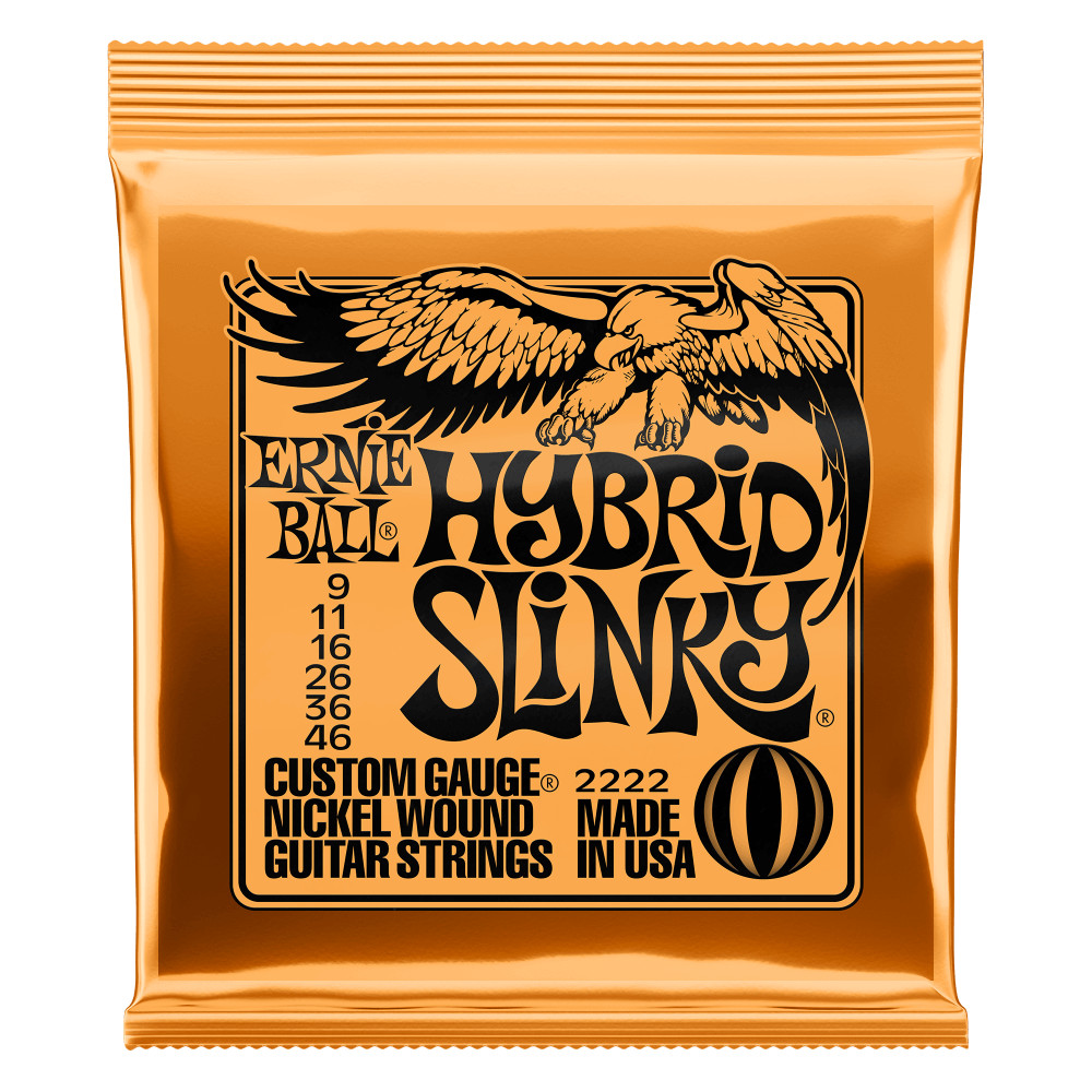 Ernie Ball #2222 Струны для электрогитары Hybrid Slinky, изготовленные на заказ, Калибр .009-.042