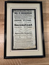 Antique 1835 London Theatre Royal Haymarket Playbill Charles Kemble Inconstant
