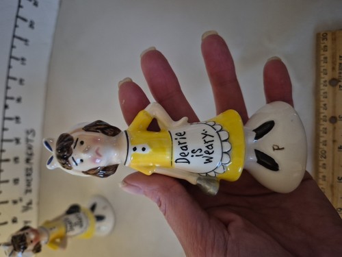 Vintage Dearie is Weary Salt and Pepper Shakers 1950’s Enesco Japan EUC Retro - Picture 7 of 14