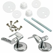 Toilet Seat Hinges Pair of Chrome Replacement Set Fittings Universal Mountings