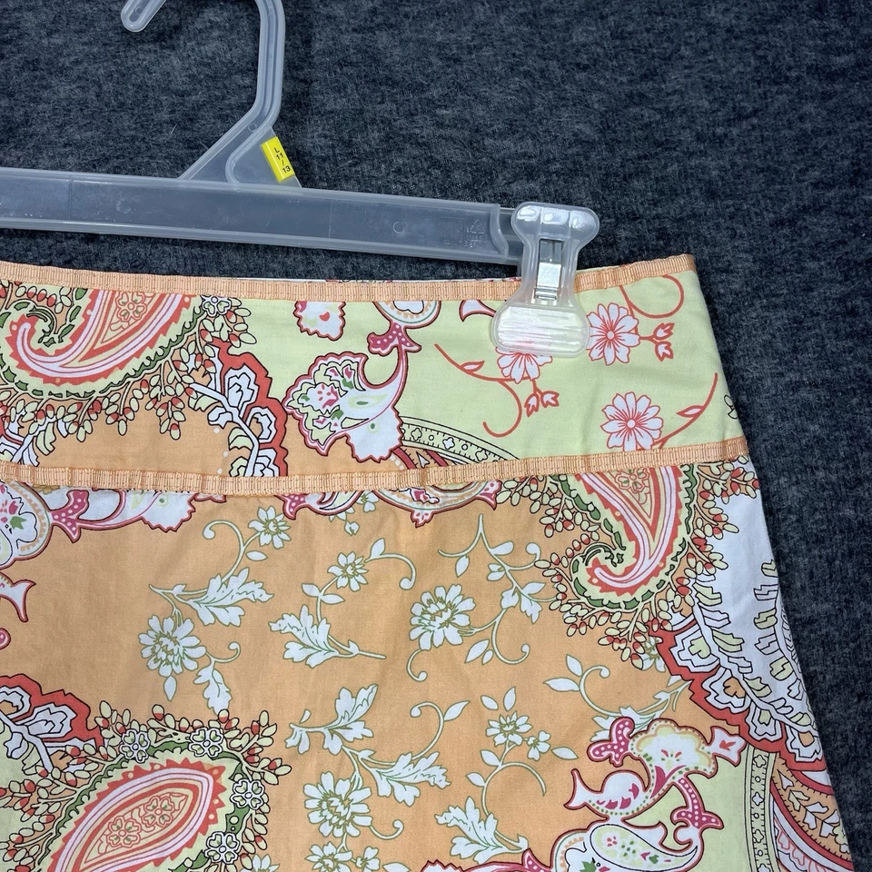 Falda Vintage Tracy Evans Algodón Talla 7 Naranja Pastel Paisley Hasta la Rodilla Preppy Foto 3 de 4
