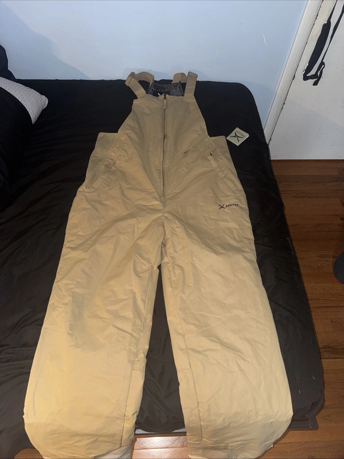 Mens Arctix Essential Bib Insulated Overalls Sz L (36-38 W) Ski / Snow Pants Tan