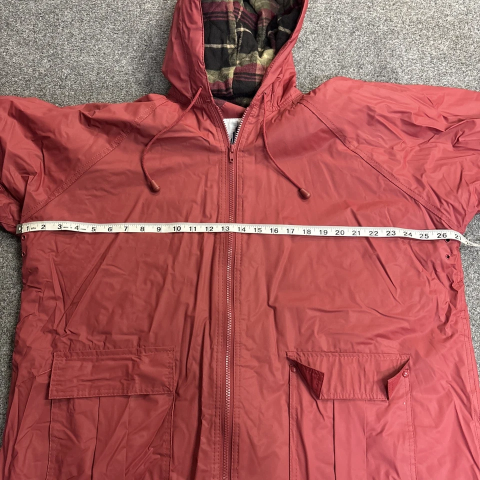 Chaqueta de lluvia Misty Harbor de colección para mujer 1X roja con capucha de franela forrada impermeable Foto 3 de 4