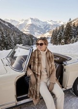 Vintage Real Mink Fur Scarf Brown Ribbed Skin Stole Long Neck Wrap Winter Luxury
