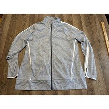 Champion Track Jacket Women XXL Gray Striped Activewear Full Zip Excellent