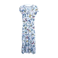 Old Navy Women Butterfly Tiered Maxi Dress M White Whimsical Boho Insect Long