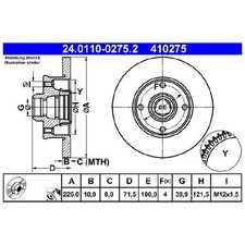 2x Bremsscheibe 26229348 hinten für VW Corrado 53I Golf 2 19E 3 1H1 1E7 4 Jetta