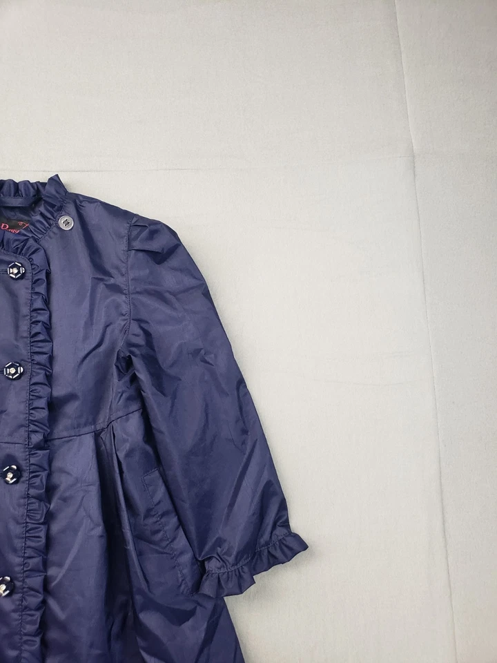 Abrigo Chaqueta Rothschild Niñas 5 Azul Volantes Abotonados Invierno Comodidad Relajado Foto 3 de 4