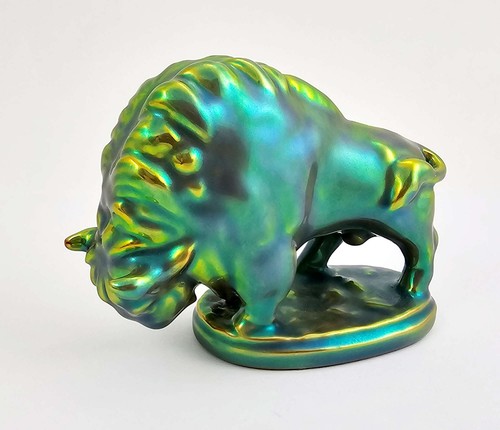 Zsolnay Eosin Bison Figurine - Small Bison Figurine