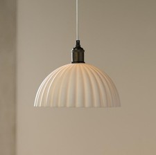 The White Company Wimbledon Porcelain Pendant White Ceramic Fluted Ribbed Design
